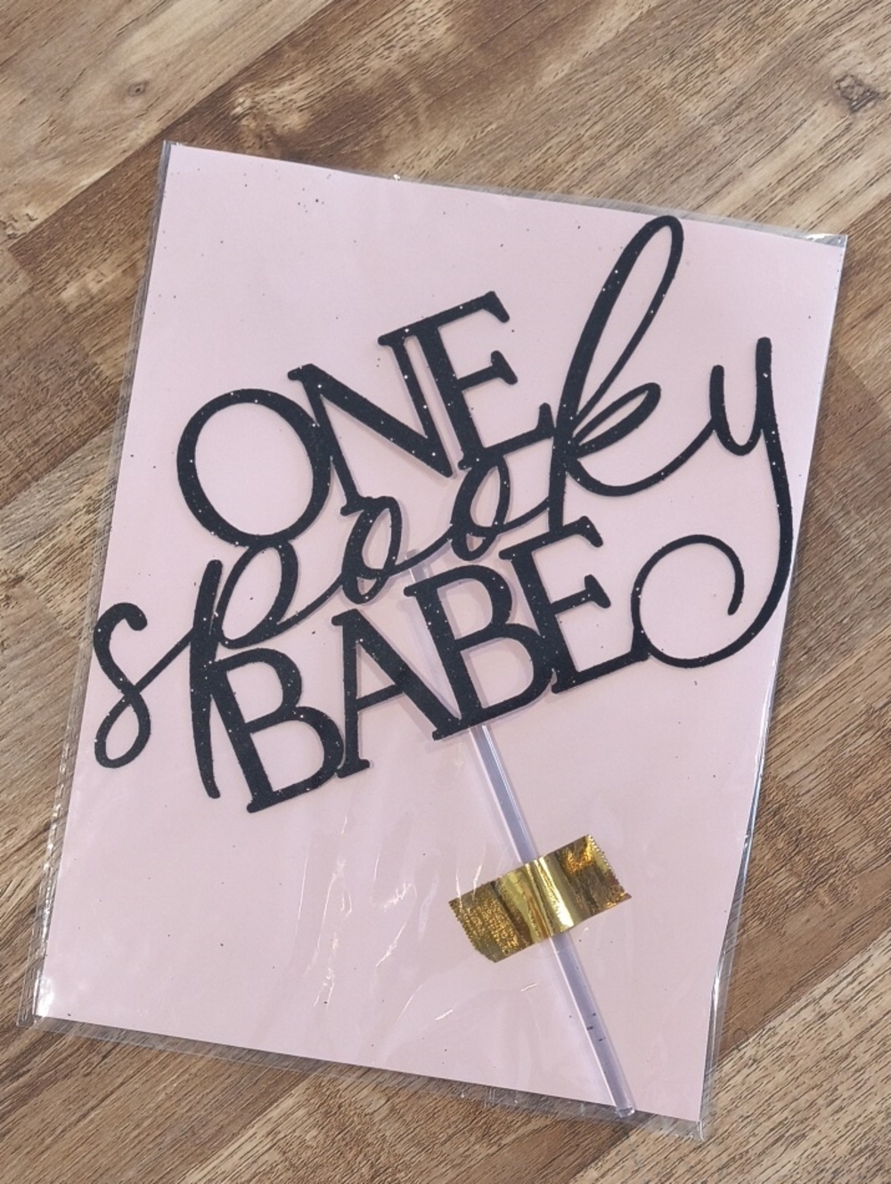 One Spooky Babe Cake Topper - Black Glitter